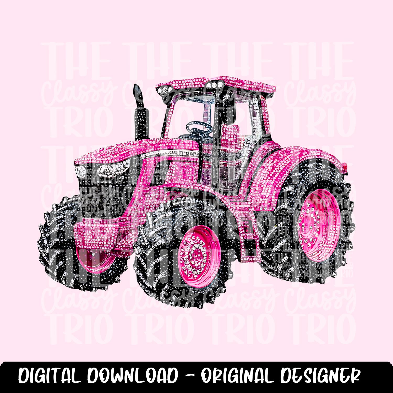 Faux Rhinestone Pink Tractor | Digital Design | PNG | Sublimation | Agriculture | Dazzle | Country Shirt Design | Farmer Wife
