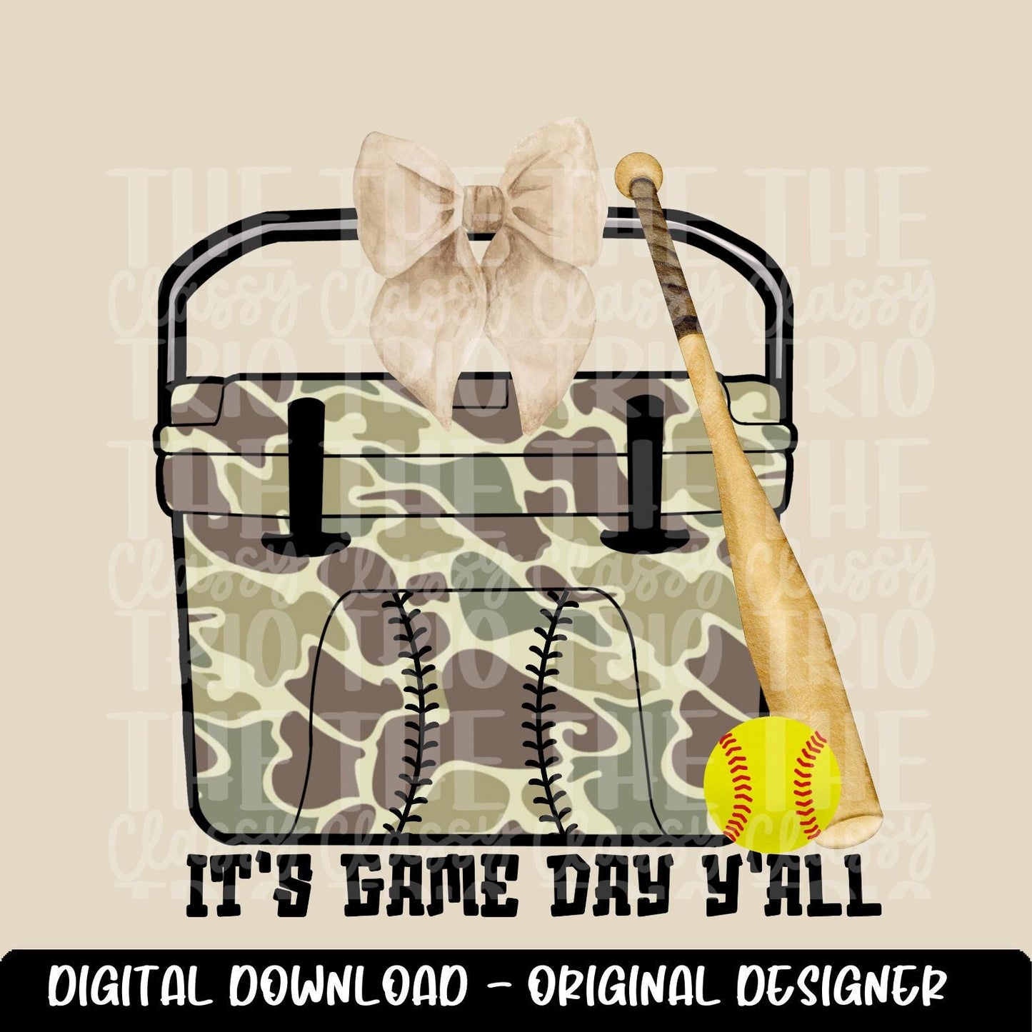 Old School Camo Cooler | It' Game Day Y'all | Football | Softball | Digital Design | PNG | Popular Trending Spirit Mascot | Shirt