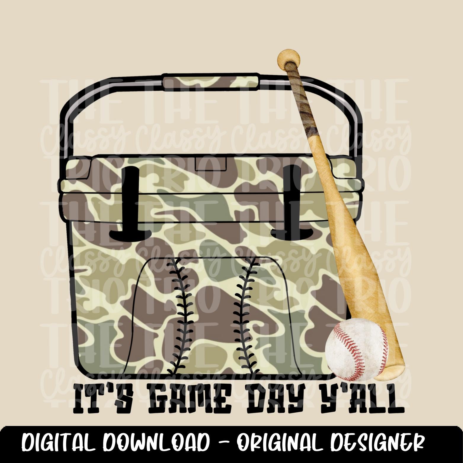 Old School Camo Cooler | It' Game Day Y'all | Football | Baseball | Digital Design | PNG | Popular Trending Spirit Mascot | Shirt