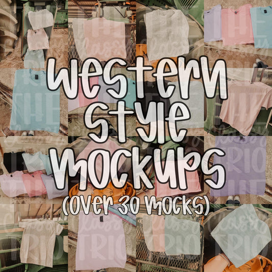 Gildan Western Outdoors Country Mock-ups Shirts | Flat Lay | Tractor | Dryblend 50/50 | T-Shirt Mock Up