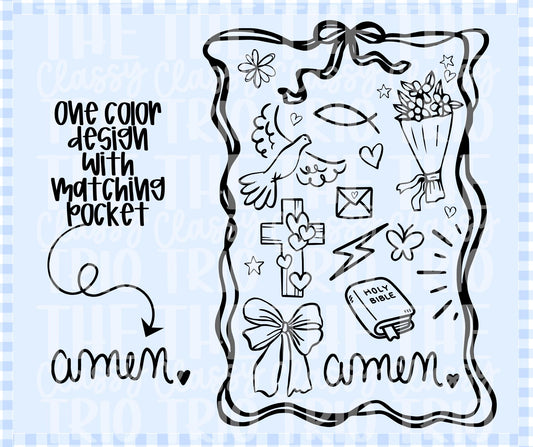 Amen Doodle | Coquette Drawing Digital Design | PNG | Sublimation | Christian Design | Bible | Kid Adult Shirt Design | Original Creator