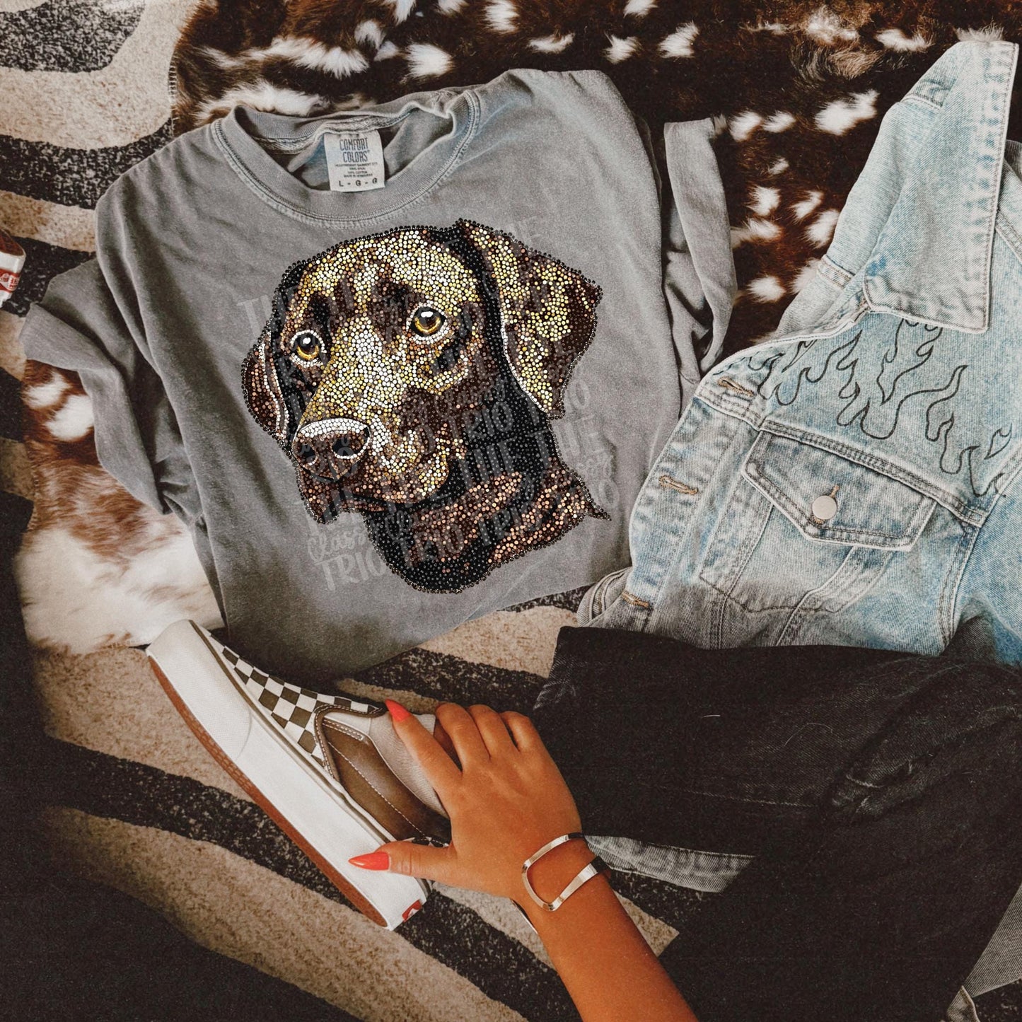Faux Rhinestone Brown Lab Dog | Digital Design | PNG | Sublimation | DTF | Lab | Shirt Design | Original Designer | Trending