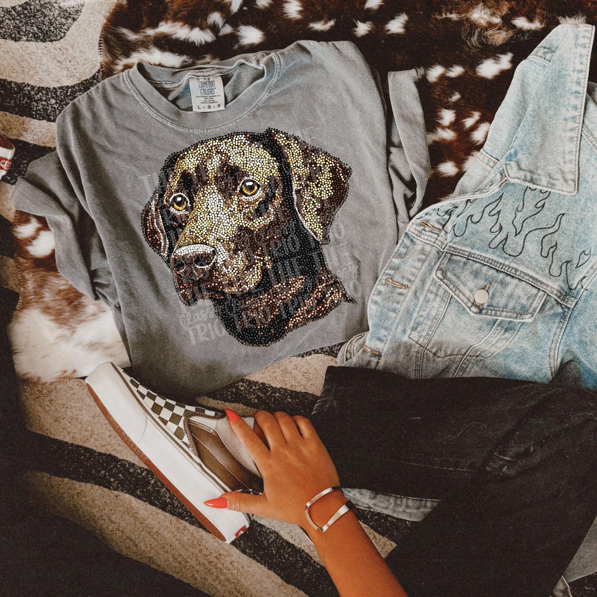 Faux Rhinestone Brown Lab Dog | Digital Design | PNG | Sublimation | DTF | Lab | Shirt Design | Original Designer | Trending