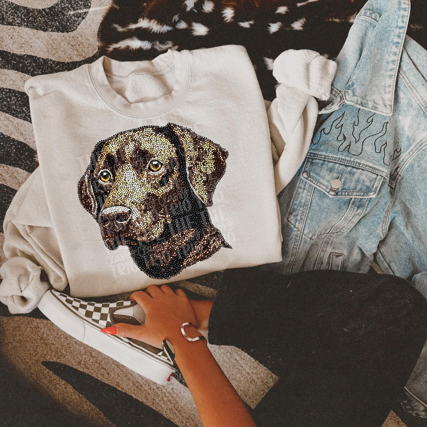 Faux Rhinestone Brown Lab Dog | Digital Design | PNG | Sublimation | DTF | Lab | Shirt Design | Original Designer | Trending
