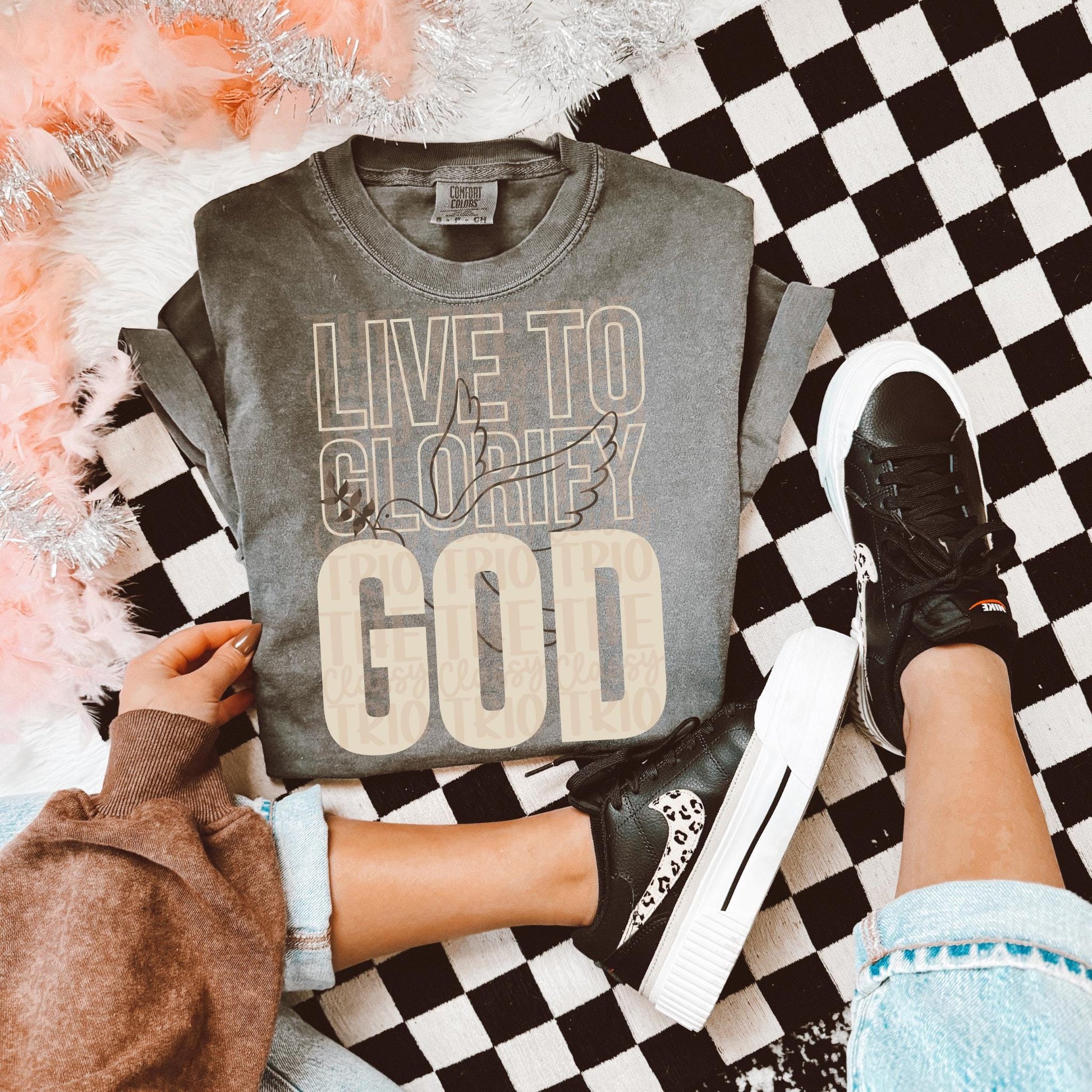Live To Glorify God | Digital Design | PNG | Sublimation | Religious | Bible Verse | Kid Adult Shirt Design | Original Creator | Neutrals