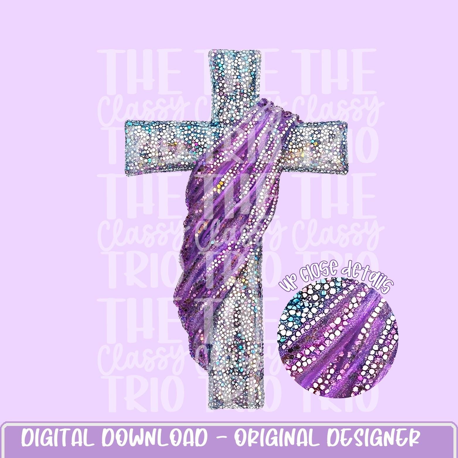 Faux Rhinestone Sequin Cross | Digital Design | PNG | Sublimation | DTF | Religious | Christian Shirt Design | Jesus | Trending