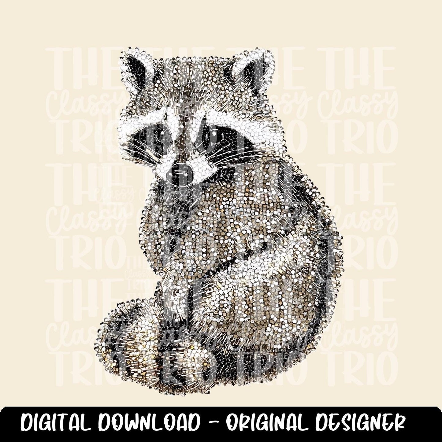Faux Rhinestone Raccoon | Digital Design | PNG | Sublimation | DTF | Animal | Dazzle | Shirt Design | Trash Panda | Trending