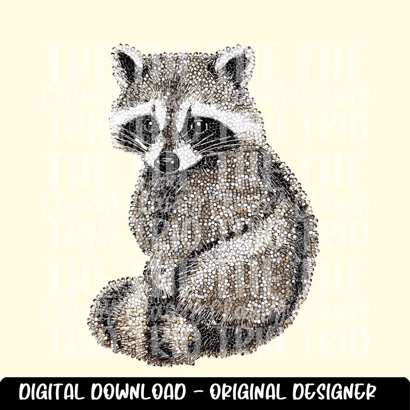 Faux Rhinestone Raccoon | Digital Design | PNG | Sublimation | DTF | Animal | Dazzle | Shirt Design | Trash Panda | Trending