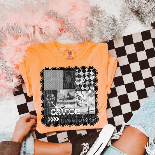 Jesus Black White Collage | Digital Design | PNG | Sublimation | Checkered | Bible | Kid Adult Shirt Design | Original Creator | Scallop