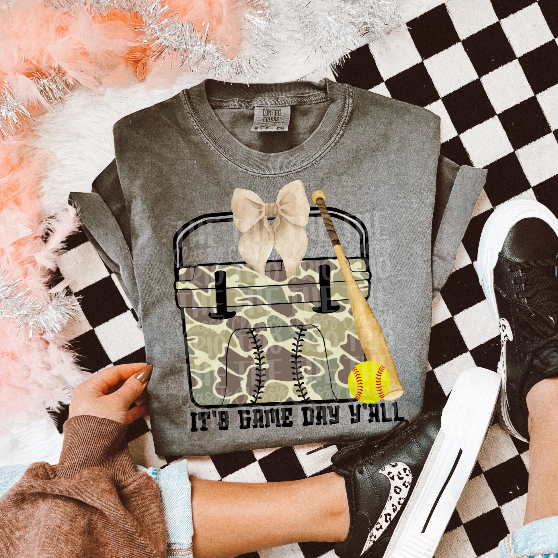 Old School Camo Cooler | It' Game Day Y'all | Football | Softball | Digital Design | PNG | Popular Trending Spirit Mascot | Shirt