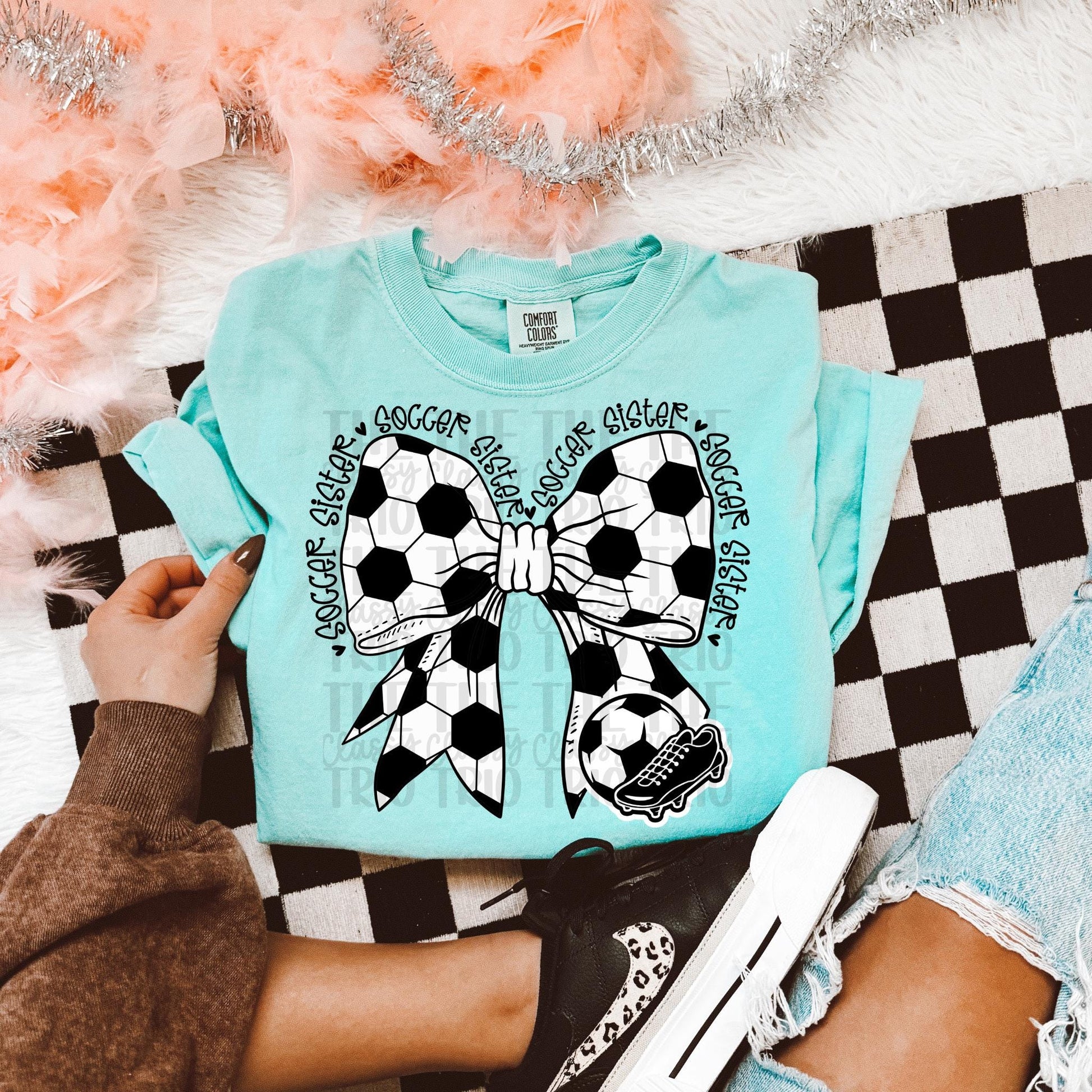 Soccer Sister | Digital Design | PNG | Sublimation | Coquette | Bow| Shirt Design | Trending | Soccer Ball