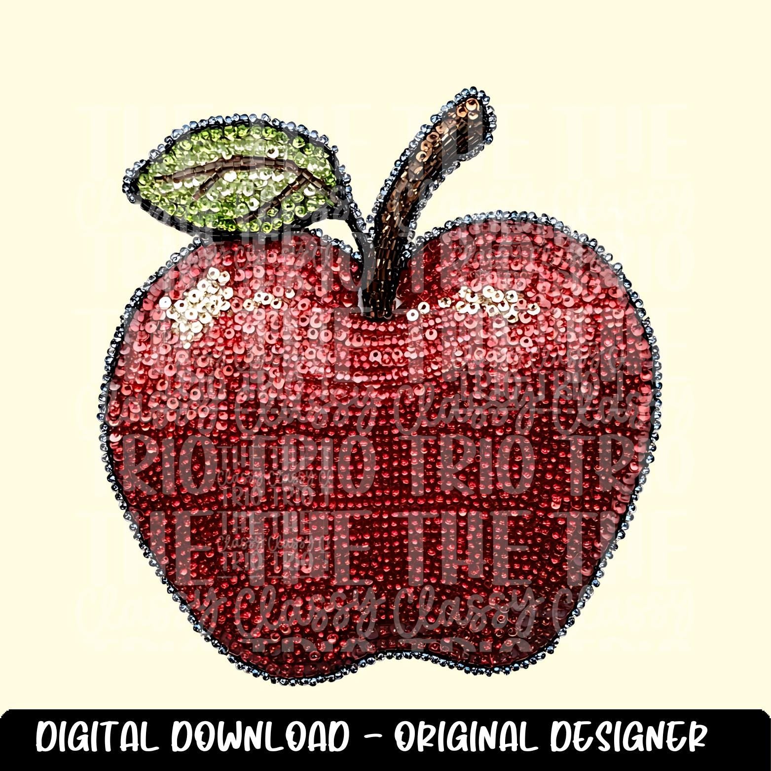 Faux Rhinestone Apple | Digital Design | PNG | Sublimation | Teacher | Dazzle | School Shirt Design | Customizable