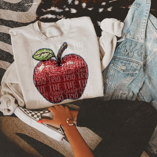 Faux Rhinestone Apple | Digital Design | PNG | Sublimation | Teacher | Dazzle | School Shirt Design | Customizable