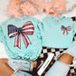 Faux Rhinestone Flag Bow | Digital Design | PNG | Sublimation | DTF | Fourth of July Shirt Design | Dazzle | Trending Coquette | Red White
