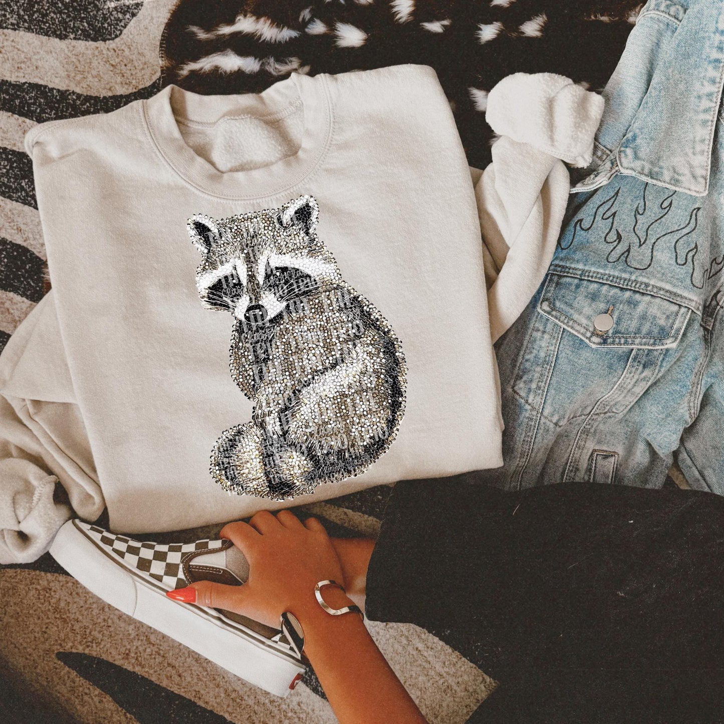 Faux Rhinestone Raccoon | Digital Design | PNG | Sublimation | DTF | Animal | Dazzle | Shirt Design | Trash Panda | Trending