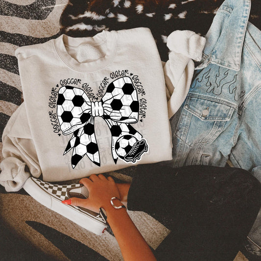 Soccer Sister | Digital Design | PNG | Sublimation | Coquette | Bow| Shirt Design | Trending | Soccer Ball