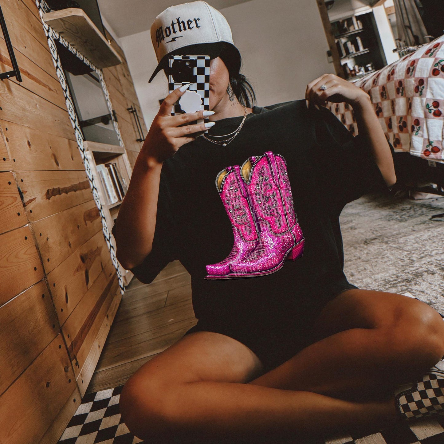 Faux Rhinestone Pink Cowgirl Boots | Digital Design | PNG | Sublimation | DTF | Agriculture | Shirt Design | Country | Trending | Cowboy