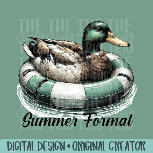 Summer Formal Mallard Duck | Digital Design | PNG | Sublimation | Pool Float Bow | Vintage | Kid Adult Shirt Design | Original Creator