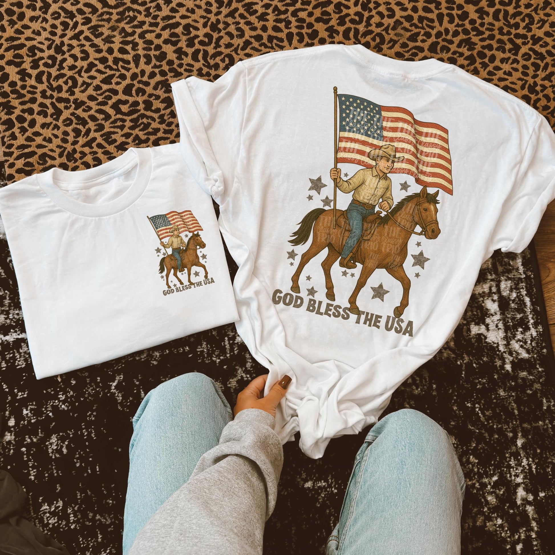 Vintage Cowboy God Bless the USA | Digital Design | PNG | Sublimation | Retro Western | Country Shirt Design | Trend Shirt | Vintage | Flag