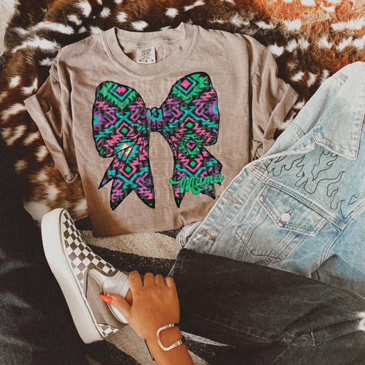 Western Aztec Mama Bow | Digital Design | PNG | Sublimation | Coquette | Retro Western | Country Shirt Design | Trending | Vintage | Azteca