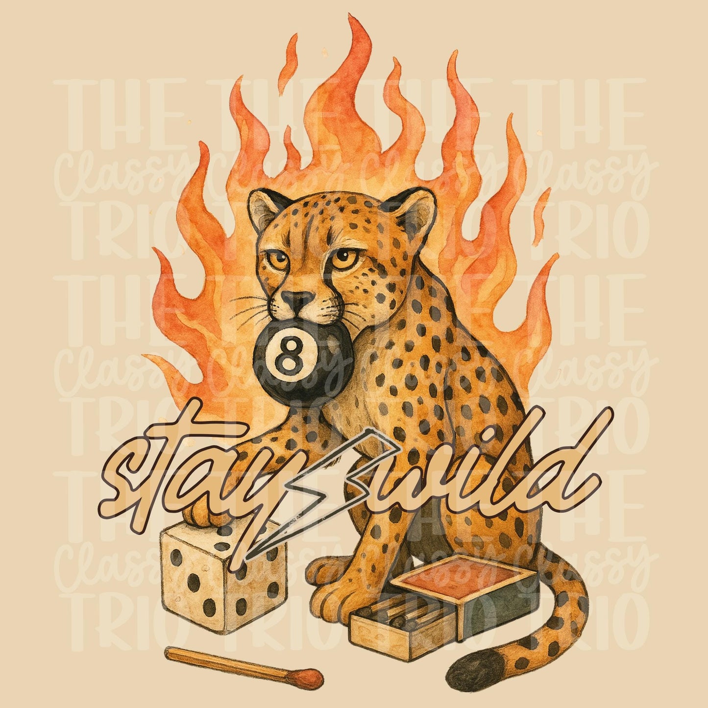 Stay Wild Flame Cheetah | Digital Design | PNG | Sublimation | Y2K | Retro Western | Country Shirt Design | Trend Shirt | Vintage | Dice