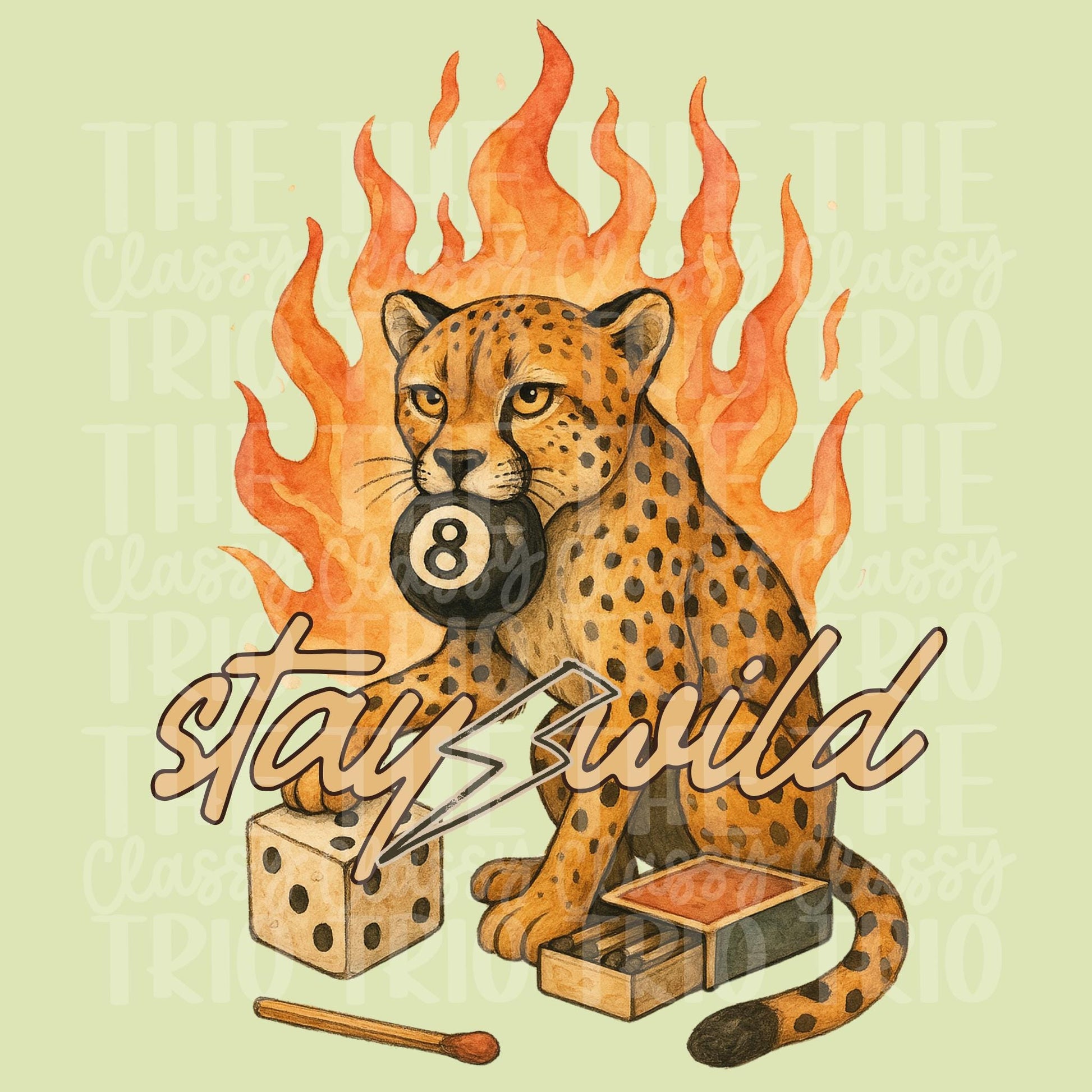 Stay Wild Flame Cheetah | Digital Design | PNG | Sublimation | Y2K | Retro Western | Country Shirt Design | Trend Shirt | Vintage | Dice