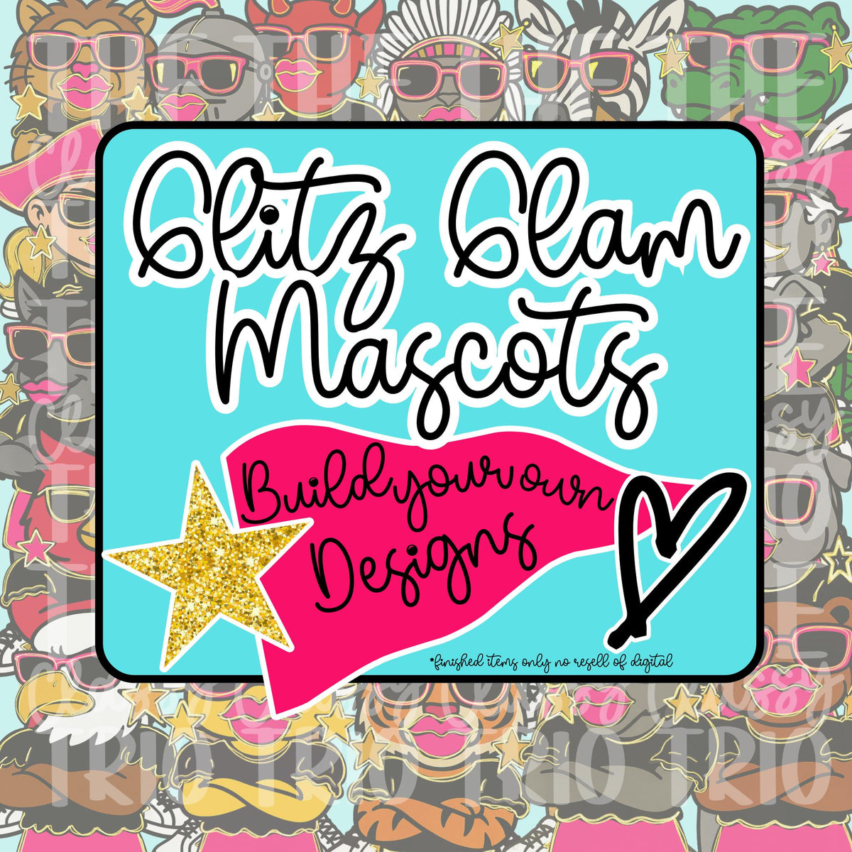 Glitz Glam Mascot PNG Bundle | Faux Glitter, Shirt Designs (Digital Design)