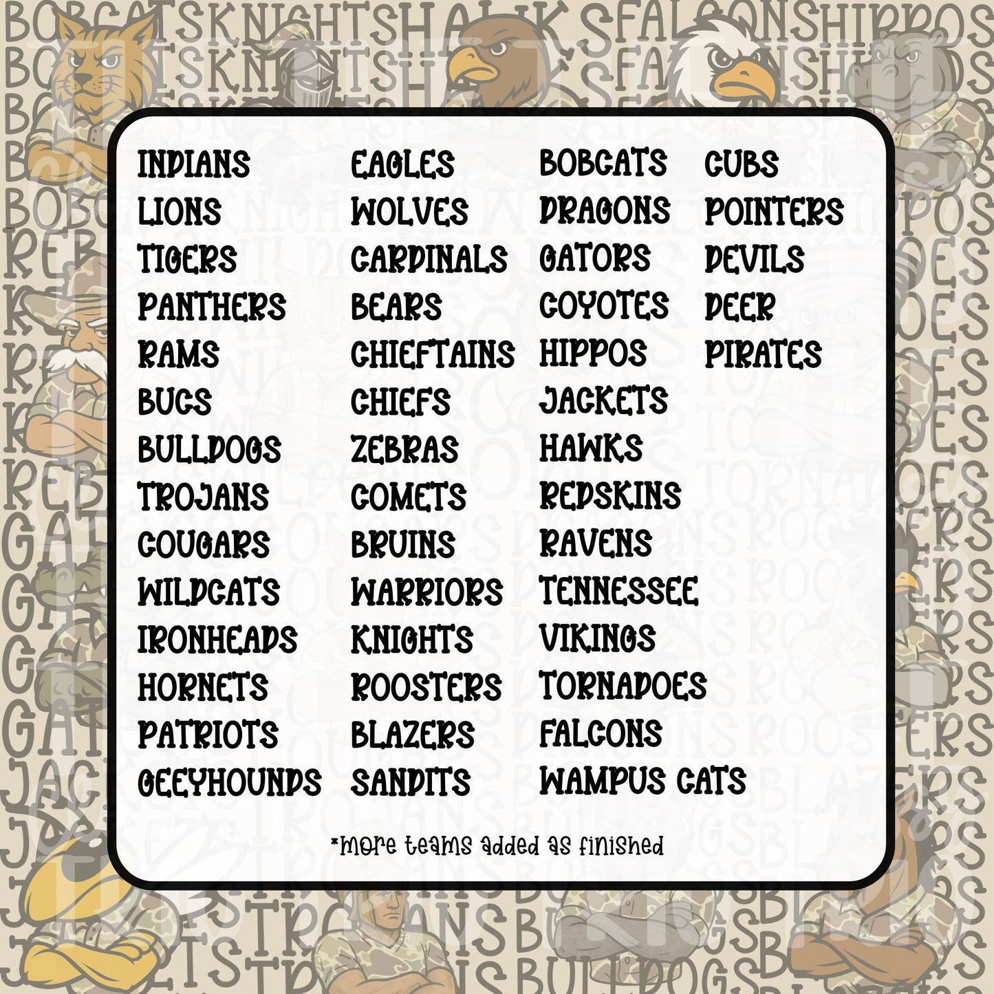 Camo Stacked Team Bundle | Digital Design | PNG | Sublimation | DTF | Western Camouflage | Shirt Designs | Trending | Mascots | Vintage Look