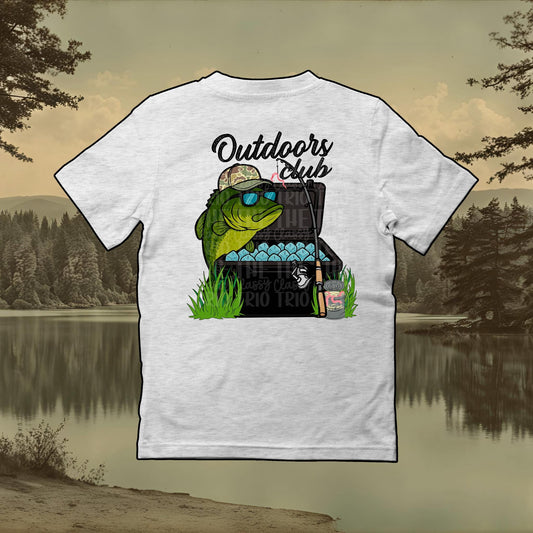 Outdoors Club Bass Fish | Digital Design | PNG | Sublimation | Agriculture | Hunting Fishing | Country Shirt Design | Men Design | Original