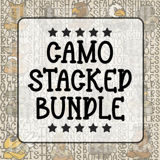 Camo Stacked Team Bundle | Digital Design | PNG | Sublimation | DTF | Western Camouflage | Shirt Designs | Trending | Mascots | Vintage Look