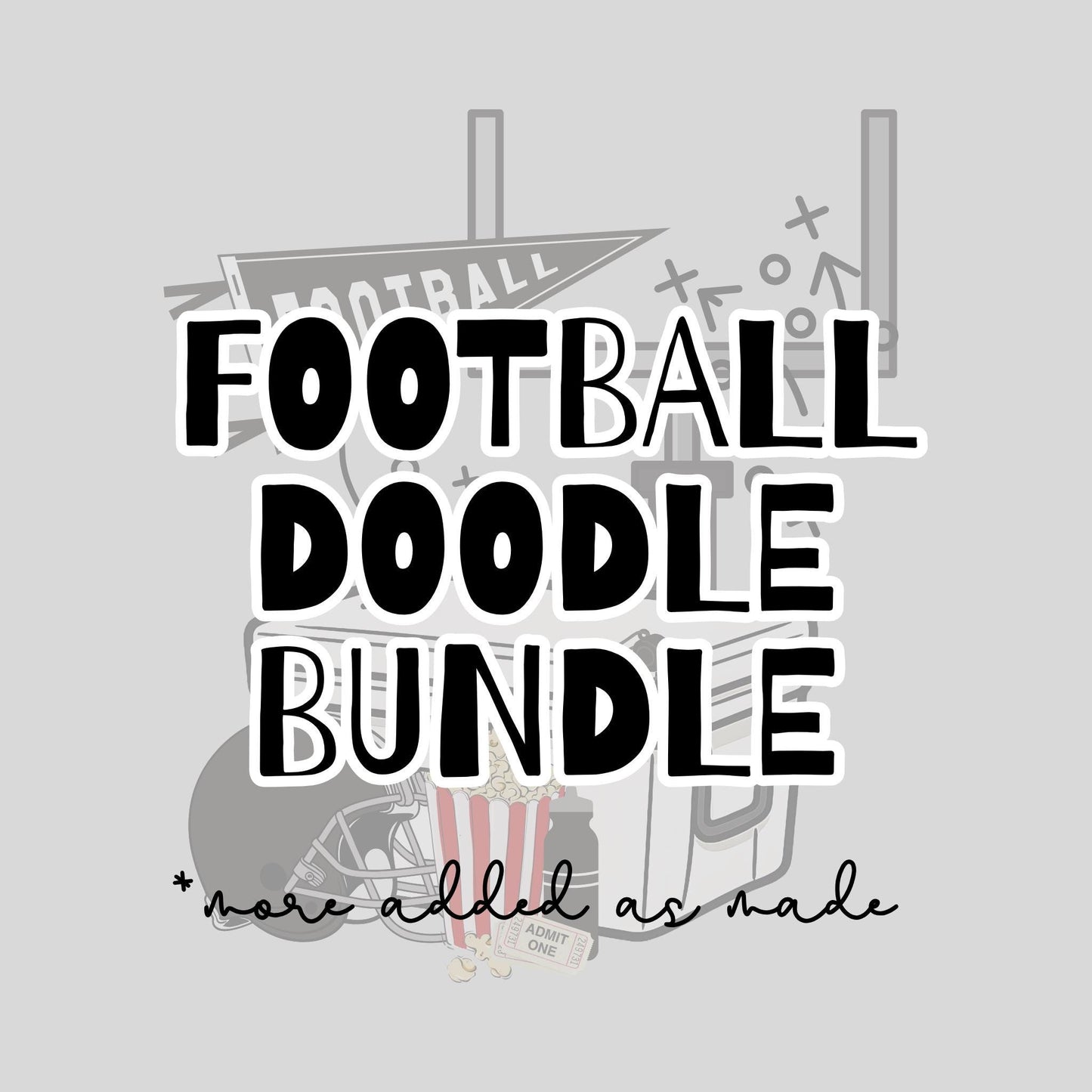 Football Doodle PNG Bundle | Mascot Shirt Designs (Digital Download)