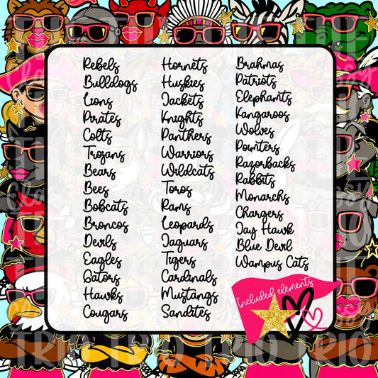 Glitz Glam Mascot PNG Bundle | Faux Glitter, Shirt Designs (Digital Design)