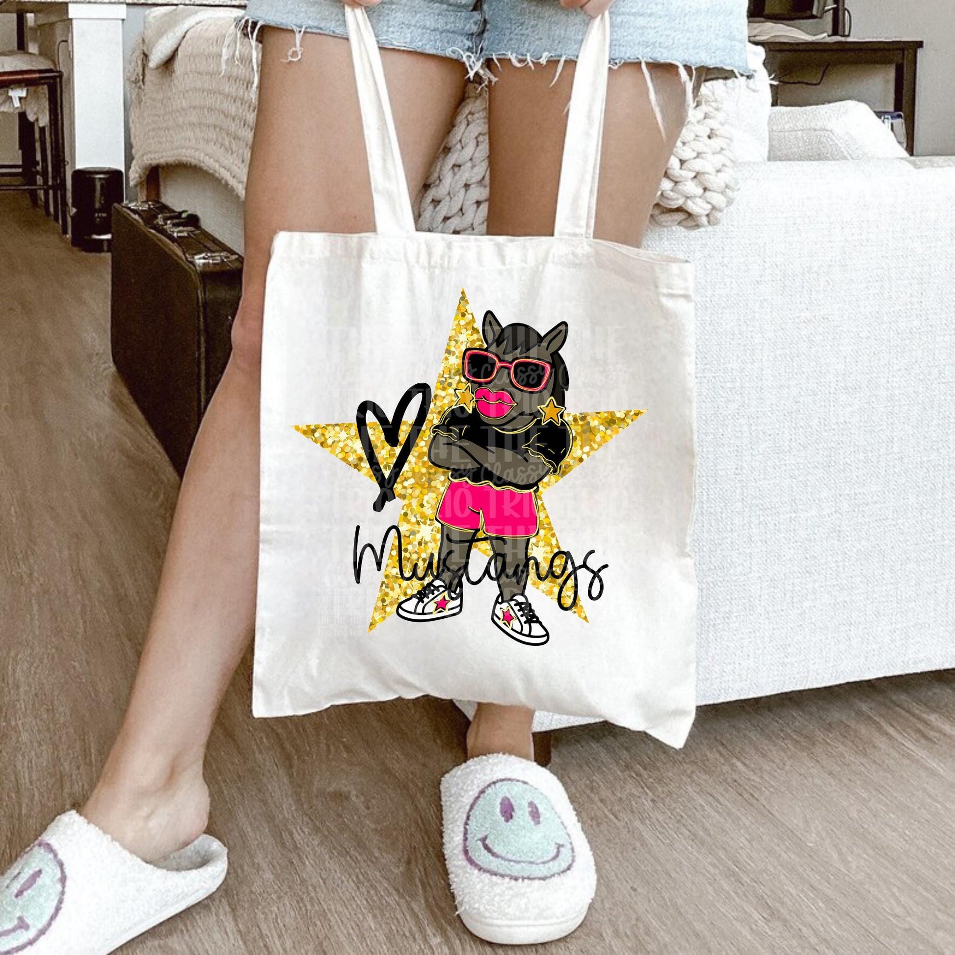 Mustangs Team Drawing PNG: Glitz Glam Mascot Design (Digital Download)