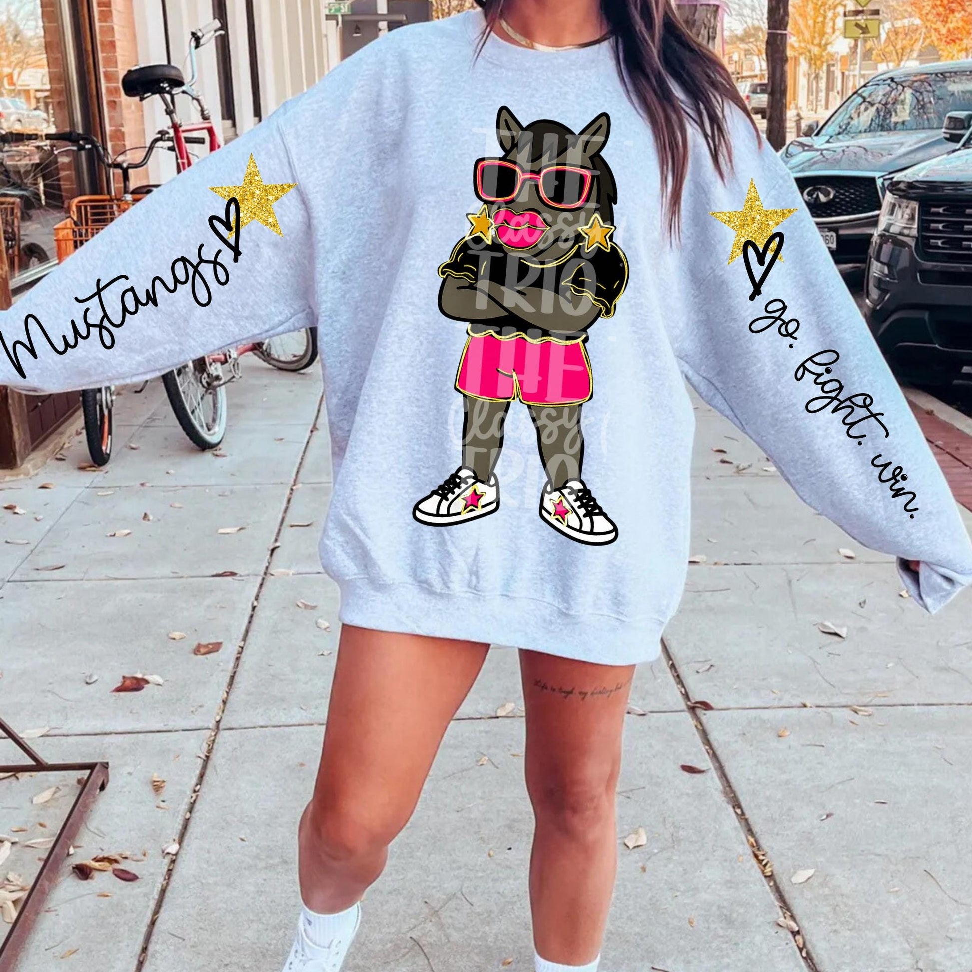 Mustangs Team Drawing PNG: Glitz Glam Mascot Design (Digital Download)