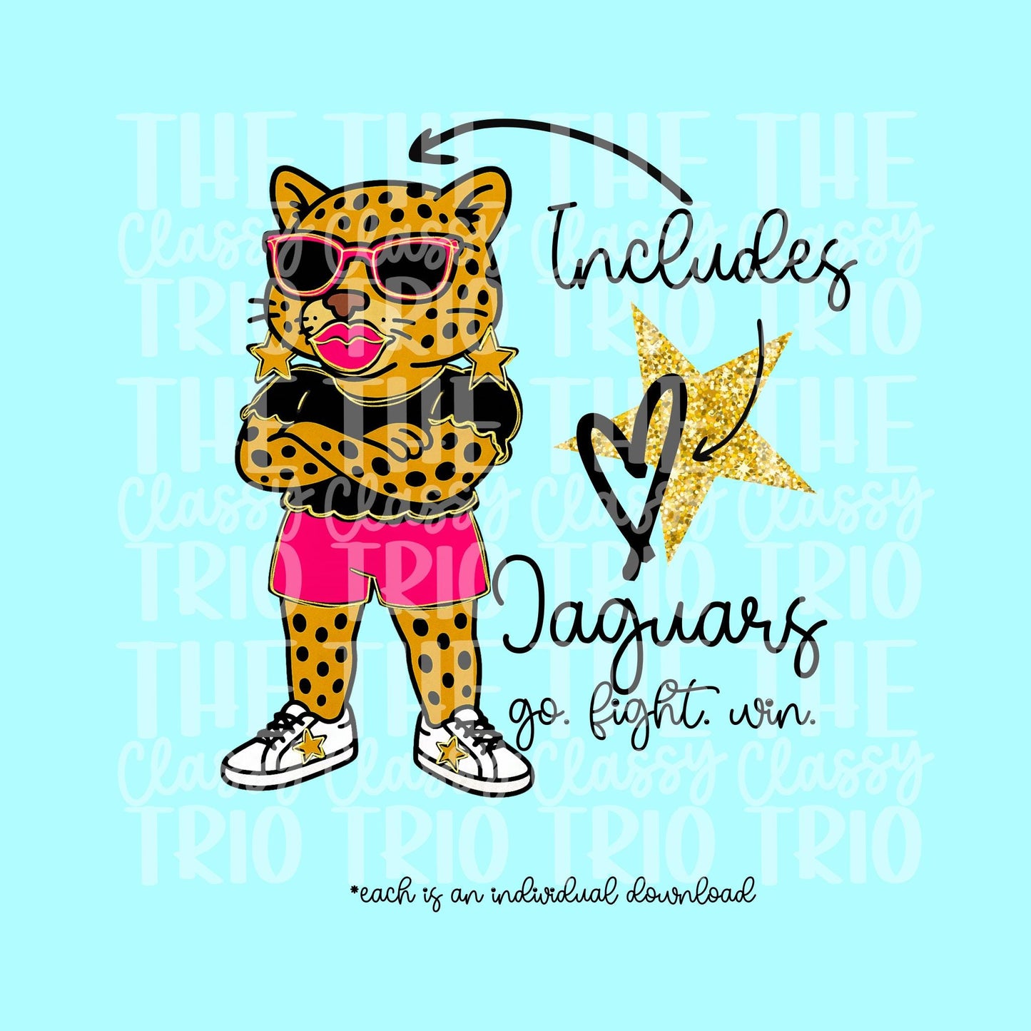 Jaguars Glitz Glam PNG: Team Mascot Design (Digital Download)
