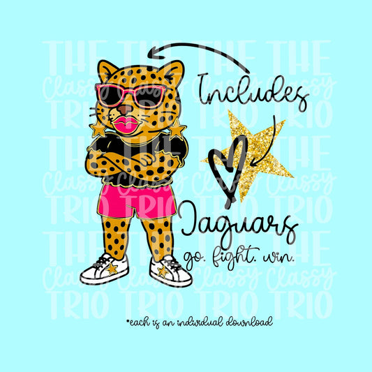 Jaguars Glitz Glam PNG: Team Mascot Design (Digital Download)