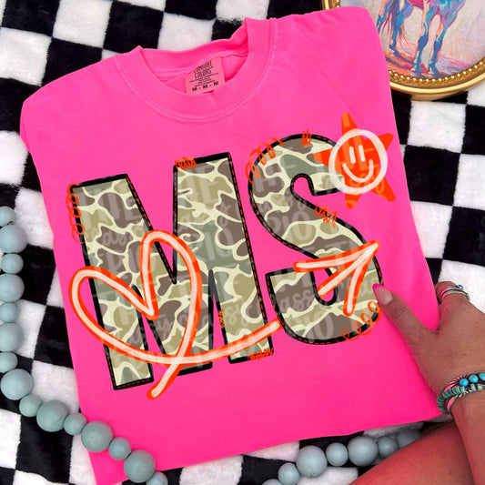 Camo Mississippi State Doodle Design: PNG File for Sublimation (Digital Design)