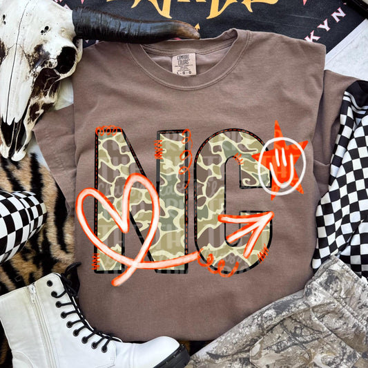 Camo North Carolina State Doodle: PNG Digital Design (Sublimation)