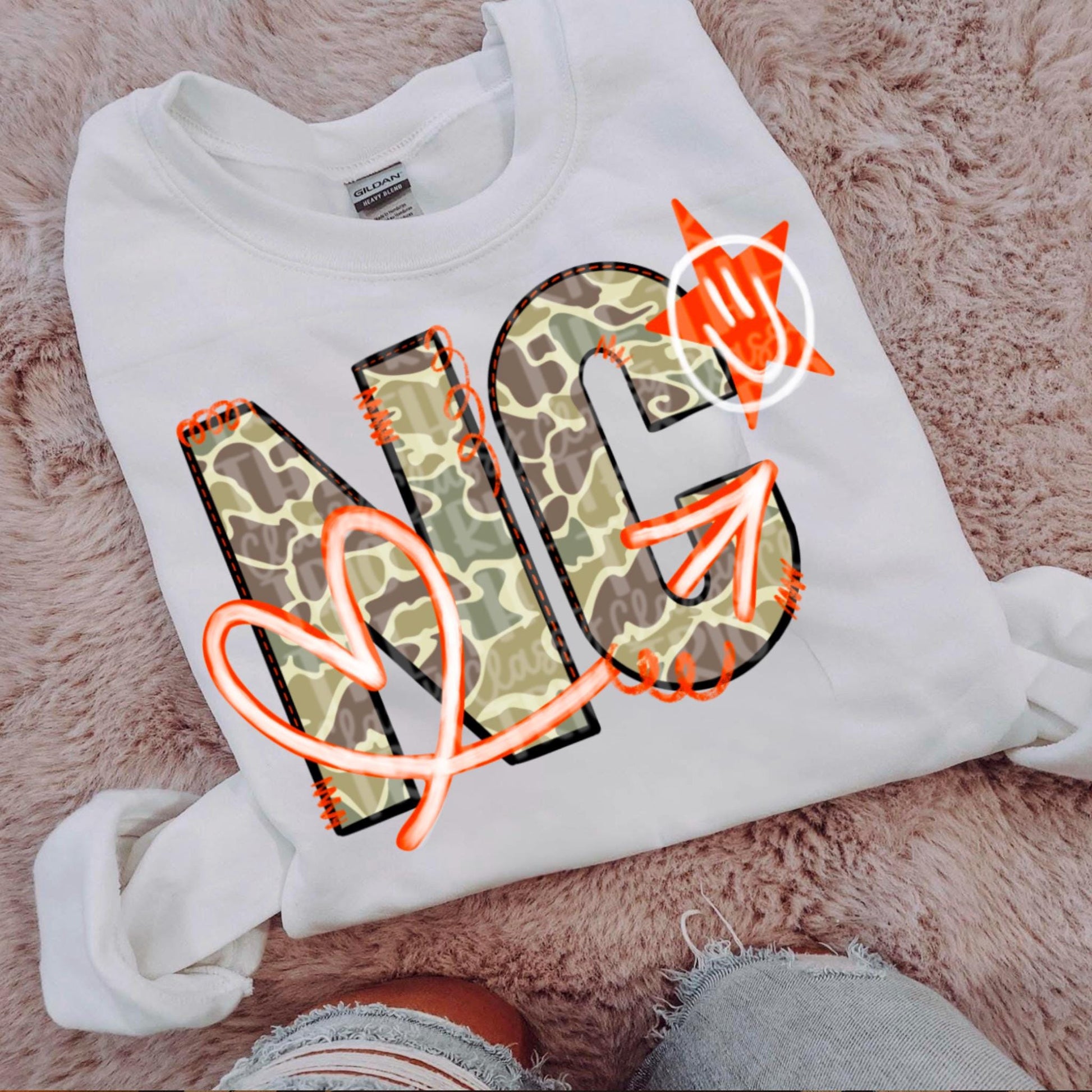 Camo North Carolina State Doodle: PNG Digital Design (Sublimation)