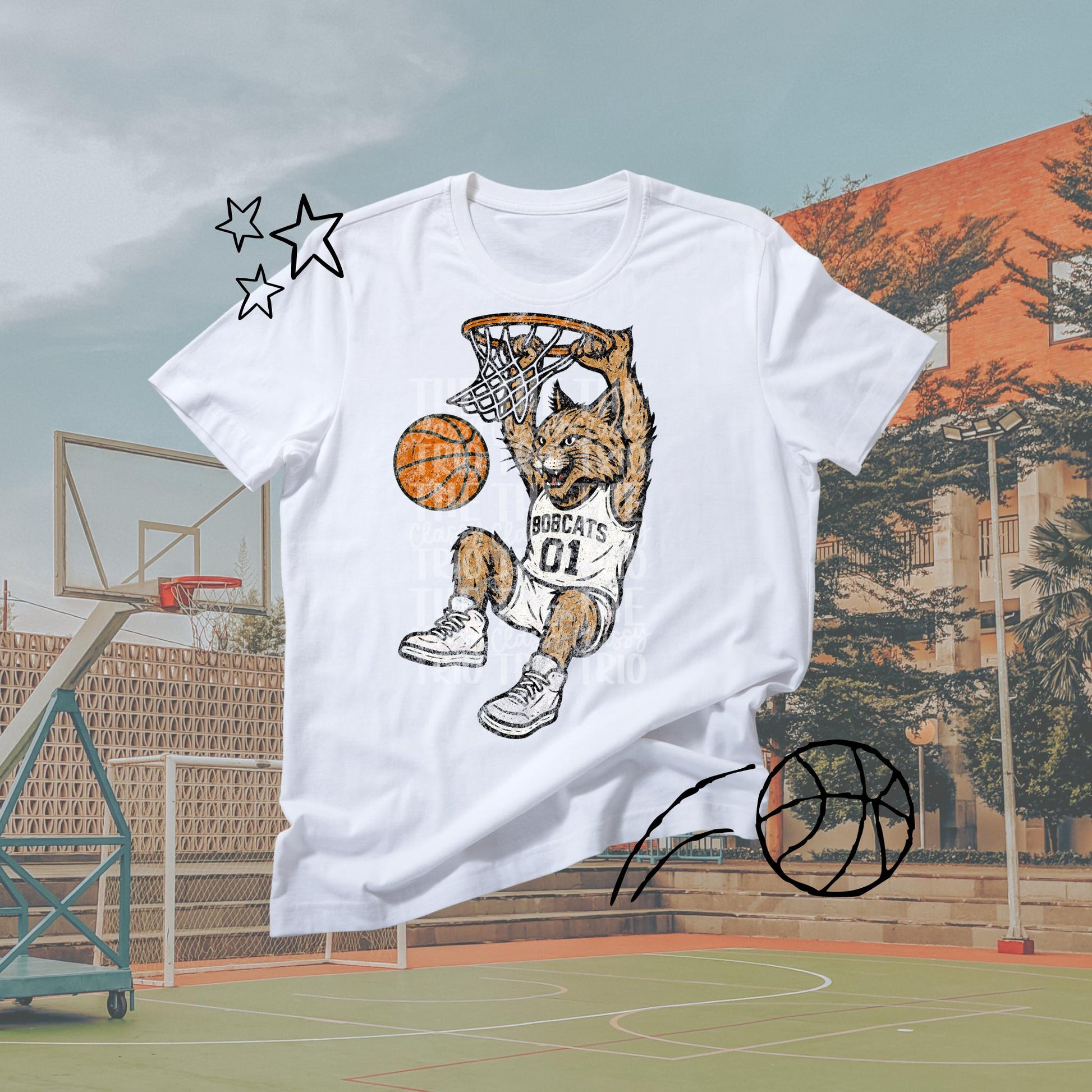 Bobcats Basketball Design: Retro Mascot PNG (Digital Download)