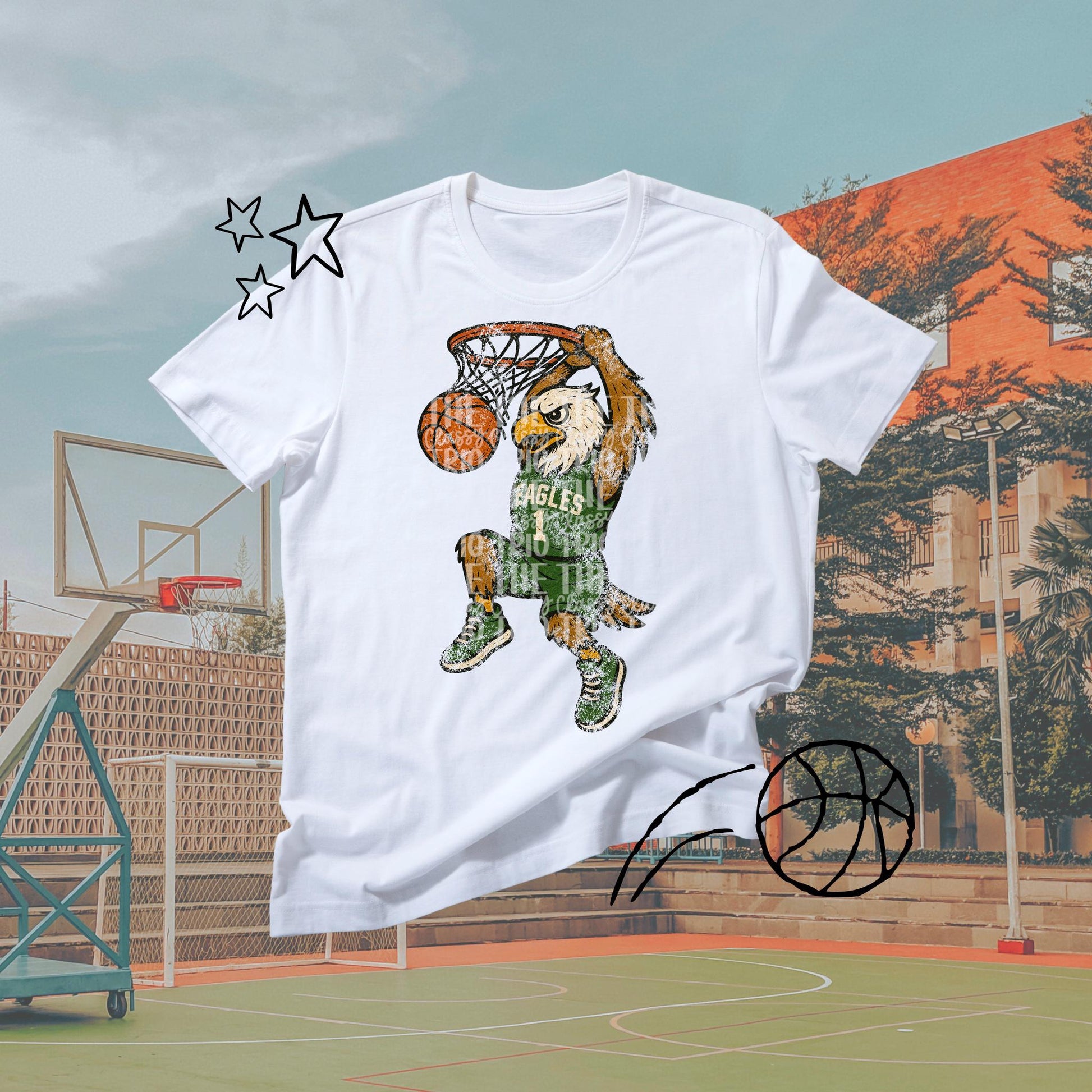 Eagles Basketball Grudge: Distressed Mascot PNG Design (Digital Download)