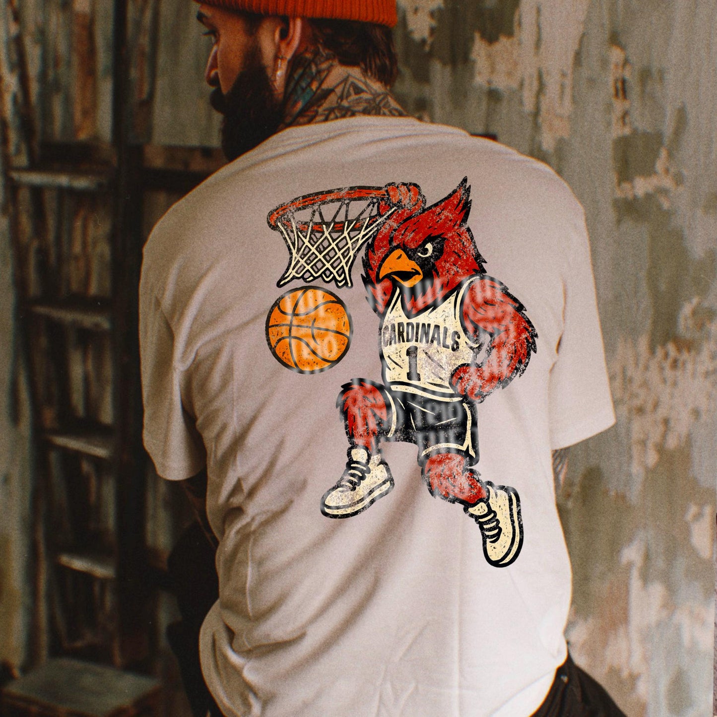 Cardinals Basketball Grudge | Digital Design | PNG | Original Designer | Retro Shirt Design Trend | Vintage Chalk Distressed | School Mascot