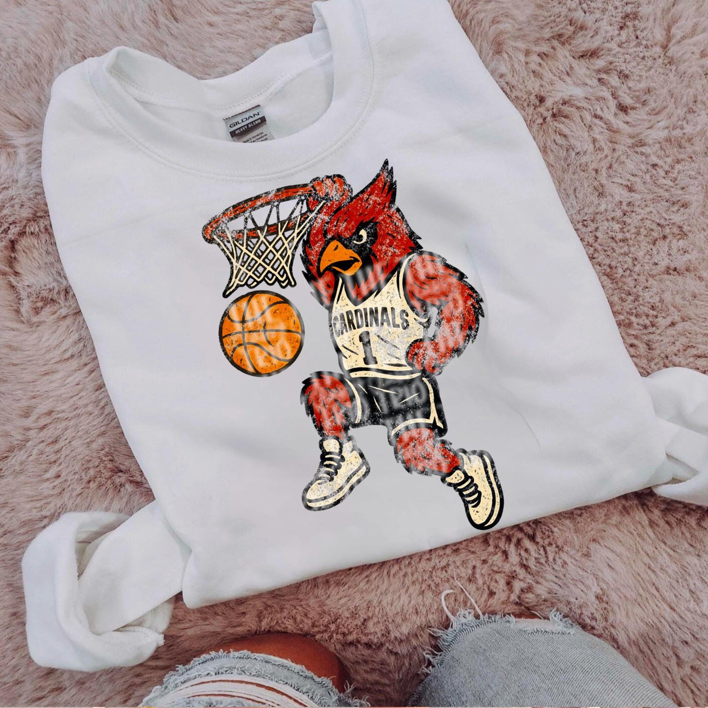 Cardinals Basketball Grudge | Digital Design | PNG | Original Designer | Retro Shirt Design Trend | Vintage Chalk Distressed | School Mascot