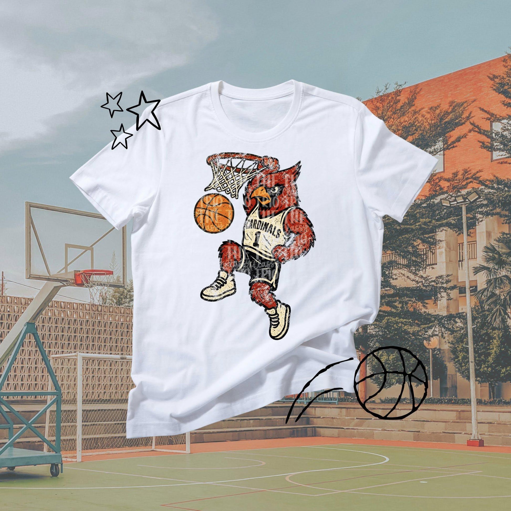 Vintage Basketball Mascot PNG Bundle | Distressed Sports Designs (Digital)