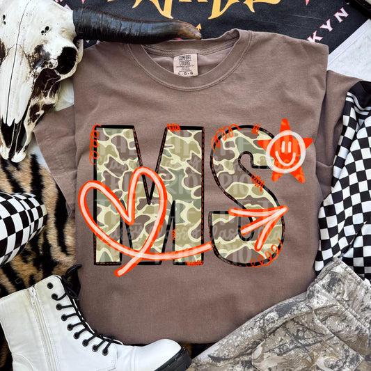 Camo Mississippi State Doodle Design: PNG File for Sublimation (Digital Design)