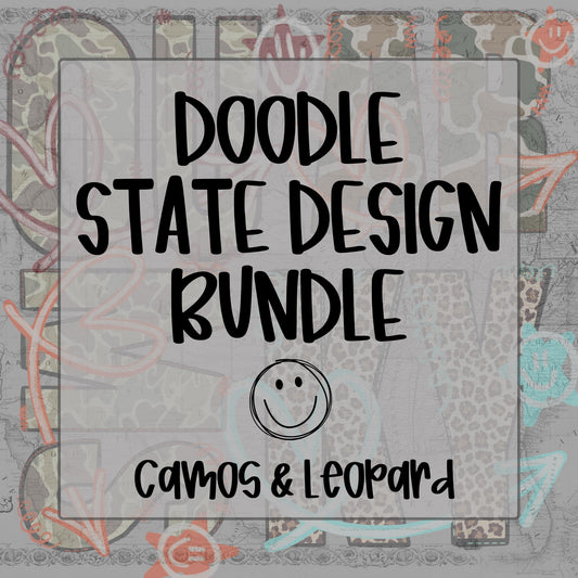 Doodle States Bundle | Digital PNG | Sublimation | DTF | School State Team | Shirt Designs | Trending | Camo Leopard | Original Creator