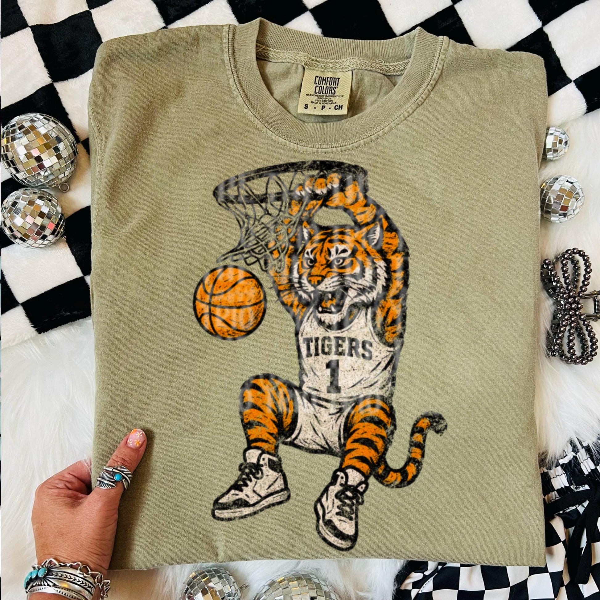 Tigers Basketball Grudge Design: Retro Chalk Mascot PNG (Digital Download)