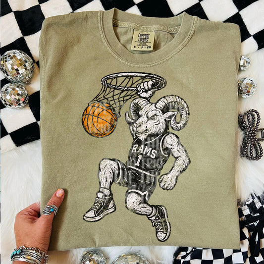 Rams Basketball Mascot: Retro Chalk Design PNG (Digital Download)