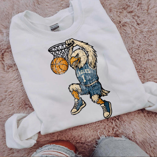 Eagles Basketball PNG: Vintage Chalk Distressed Design (Digital Download)