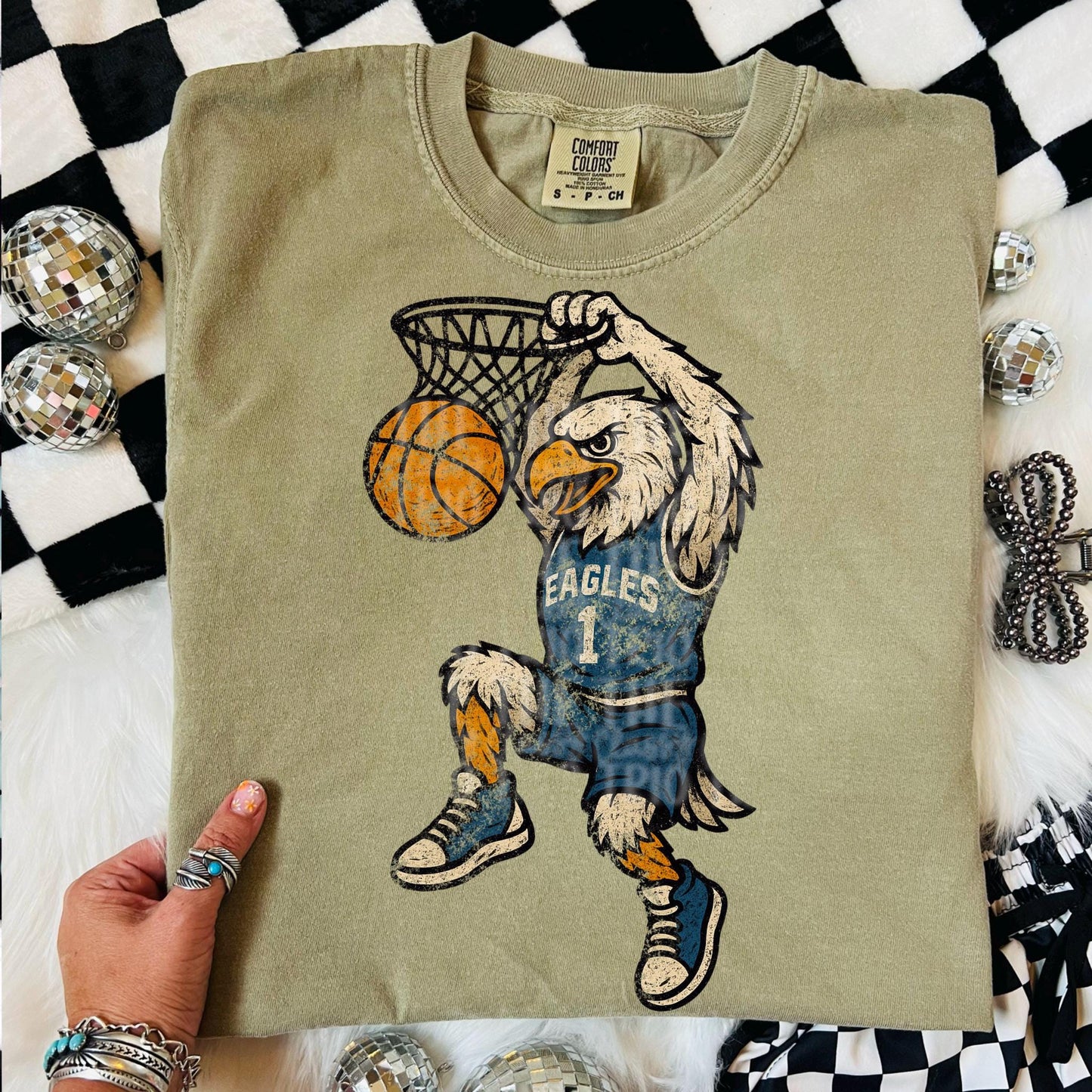 Eagles Basketball PNG: Vintage Chalk Distressed Design (Digital Download)